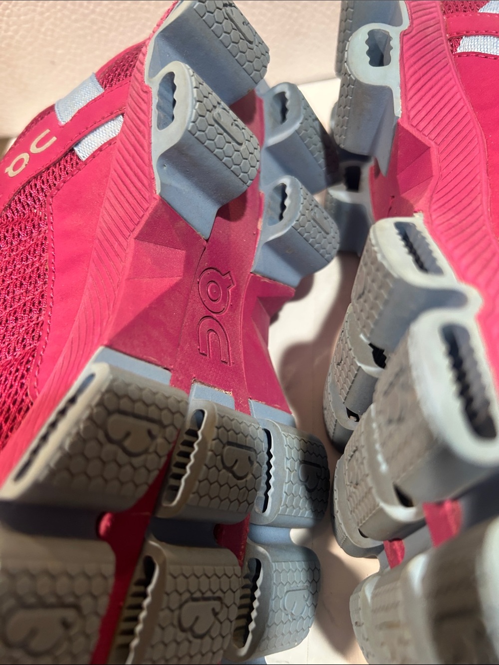 On Running Women's Magenta Running Shoes with Light Blue Accents - Picture 9 of 11